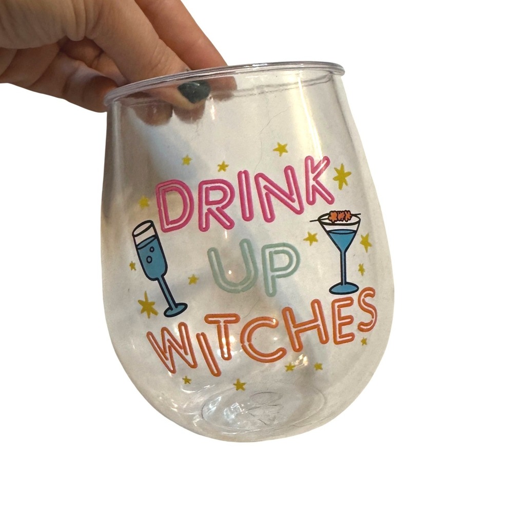 $3 BUNDLE ITEM Drink Up Witches Halloween Stemless Wine Glass Plastic Party